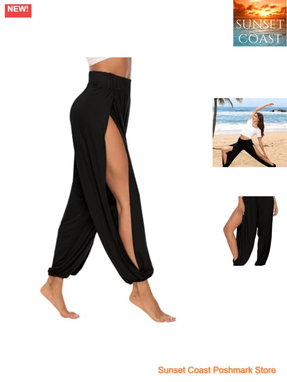 High Slit Harem Pants Yoga Lounge Trousers 95% Rayon 5% Spandex